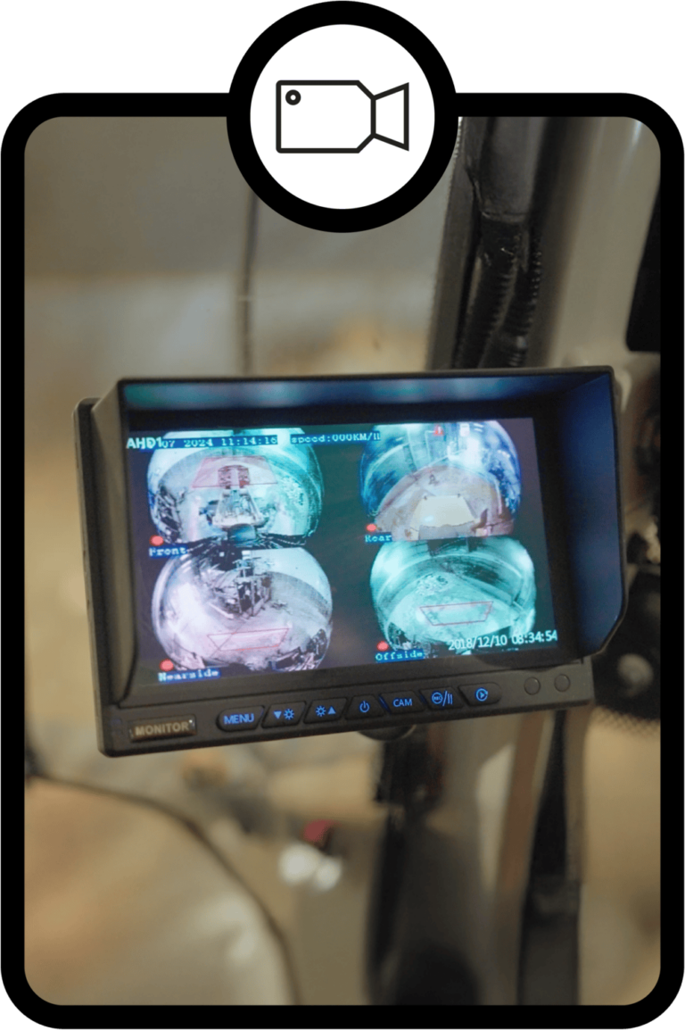 a monitor displaying a live camera feed