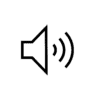 a graphic icon of a speaker with sound coming out