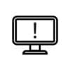 a grapic icon of a computer with an exclamation point inside it